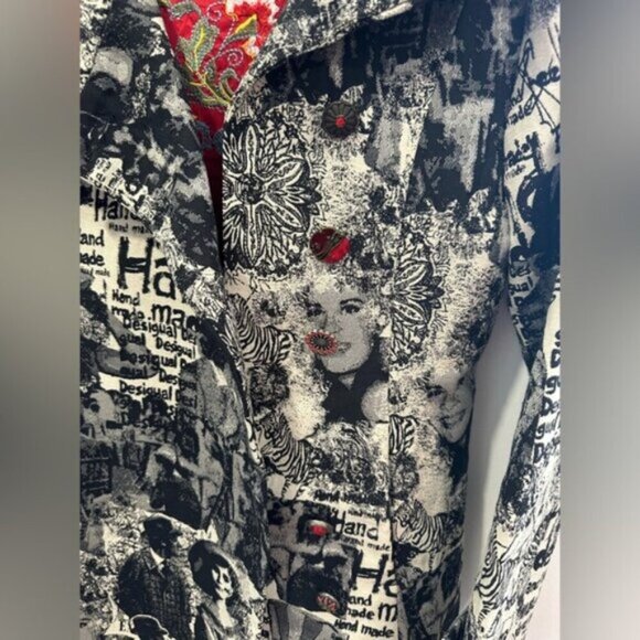 RARE - VINTAGE Desigual Black and White Graphic Women's Coat - Picture 16 of 16